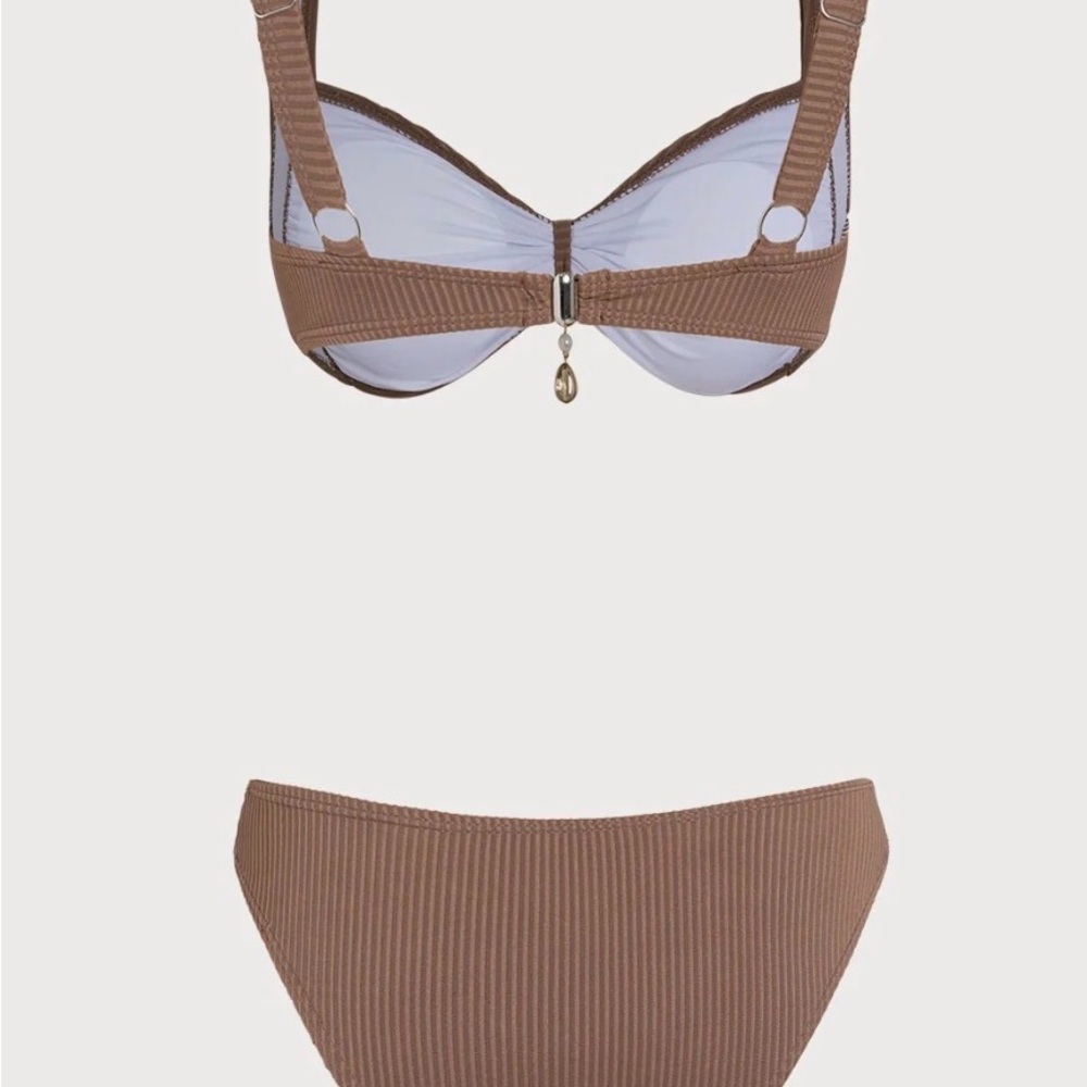 NWT Rihoas Brown Ribbed Bikini Set - Picture 3 of 7
